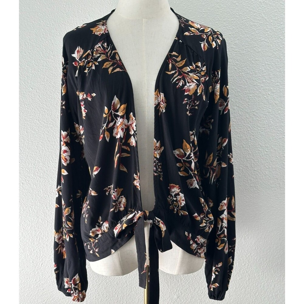 Eyeshadow Floral Tie Front Blouse L Open Front Boho Romantic Hippie Fairy Grunge